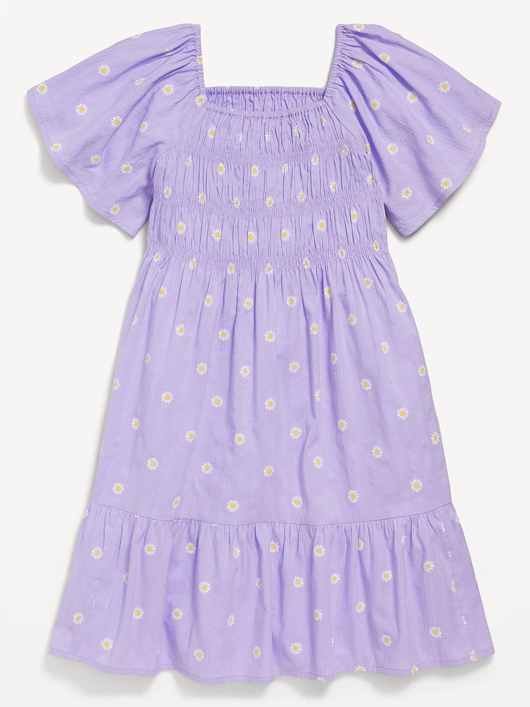 Flutter-Sleeve Fit and Flare Dress for Girls