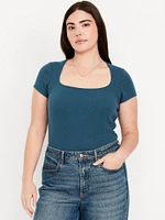 Ribbed Square-Neck T-Shirt