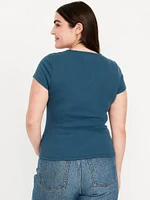 Ribbed Square-Neck T-Shirt