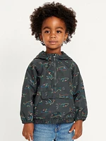 Oversized Water-Resistant Half-Zip Hooded Jacket for Toddler Boys