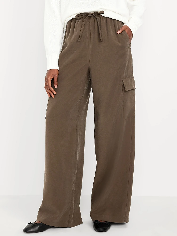 Extra High-Waisted Drapey Cargo Super Wide-Leg Pants