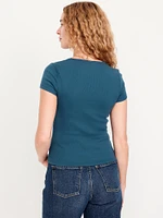 Ribbed Square-Neck T-Shirt
