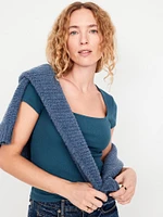 Ribbed Square-Neck T-Shirt