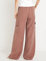 Extra High-Waisted Drapey Cargo Super Wide-Leg Pants