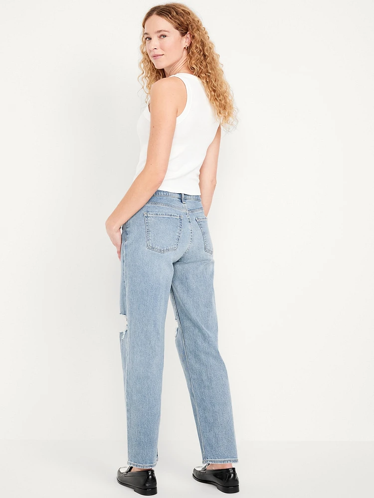 Mid-Rise Boyfriend Loose Jeans