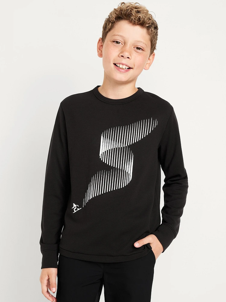 Long-Sleeve Waffle-Knit Graphic Performance Top for Boys