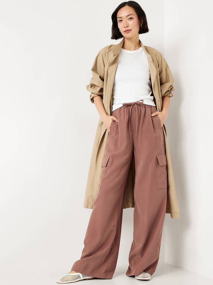 Extra High-Waisted Drapey Cargo Super Wide-Leg Pants