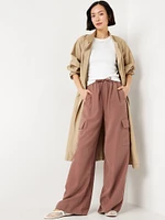 Extra High-Waisted Drapey Cargo Super Wide-Leg Pants