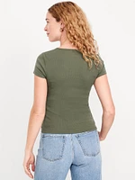 Ribbed Square-Neck T-Shirt