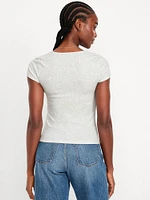Ribbed Square-Neck T-Shirt