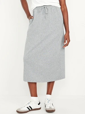 High-Waisted Fleece Midi Skirt