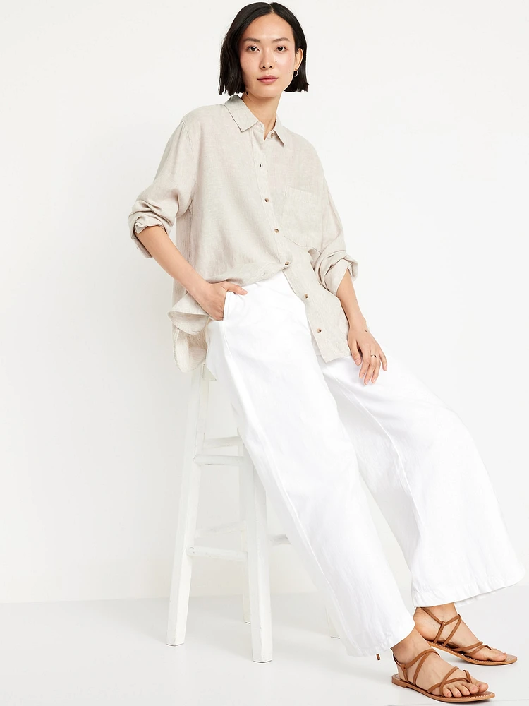 Button-Down Linen-Blend Shirt