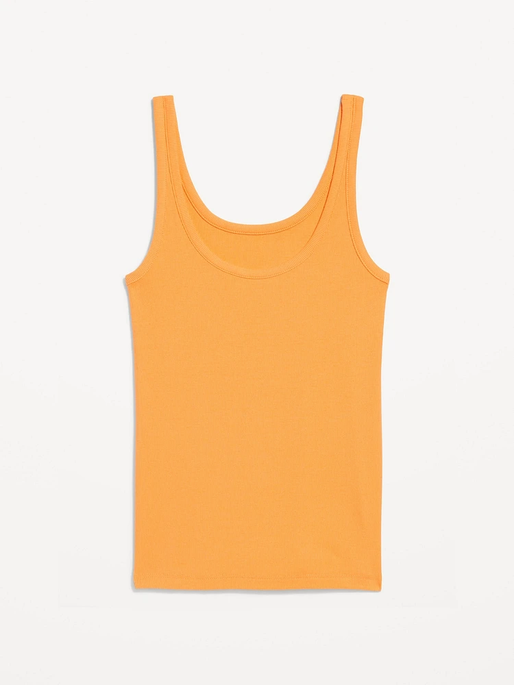 First-Layer Ribbed Scoop-Neck Tank Top