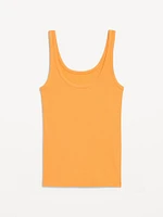 First-Layer Ribbed Scoop-Neck Tank Top