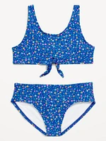 Printed Tie-Knot Bikini Swim Set for Girls