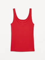 First-Layer Ribbed Scoop-Neck Tank Top
