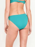 Mid-Rise Textured Bikini Swim Bottoms