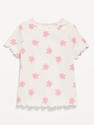 Short-Sleeve Lettuce-Edge T-Shirt for Toddler Girls