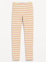 Printed High-Waisted Ribbed Leggings for Girls