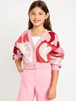 Printed Button-Front Cardigan Sweater for Girls