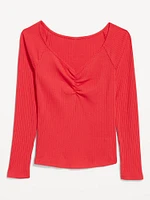 Cinched Rib-Knit Top