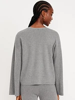 Bell-Sleeve V-Neck Sweater