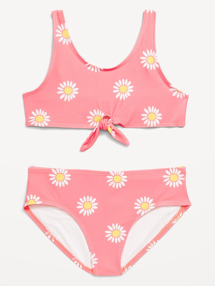 Printed Tie-Knot Bikini Swim Set for Girls