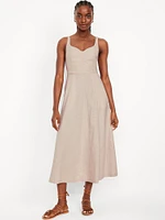 Fit & Flare Linen-Blend Midi Dress