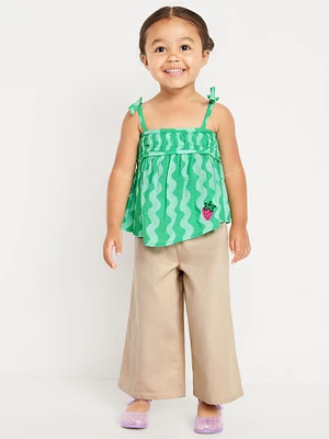 Printed Sleeveless Top and Wide-Leg Pants Set for Toddler Girls