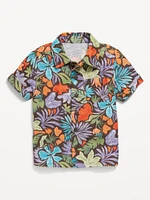 Printed Linen-Blend Pocket Shirt for Toddler Boys