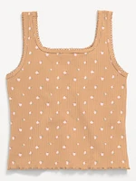 Printed Fitted Ribbed Tank Top for Girls