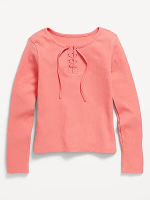 Fitted Long-Sleeve Lace-Up Top for Girls