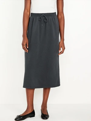 High-Waisted Fleece Midi Skirt