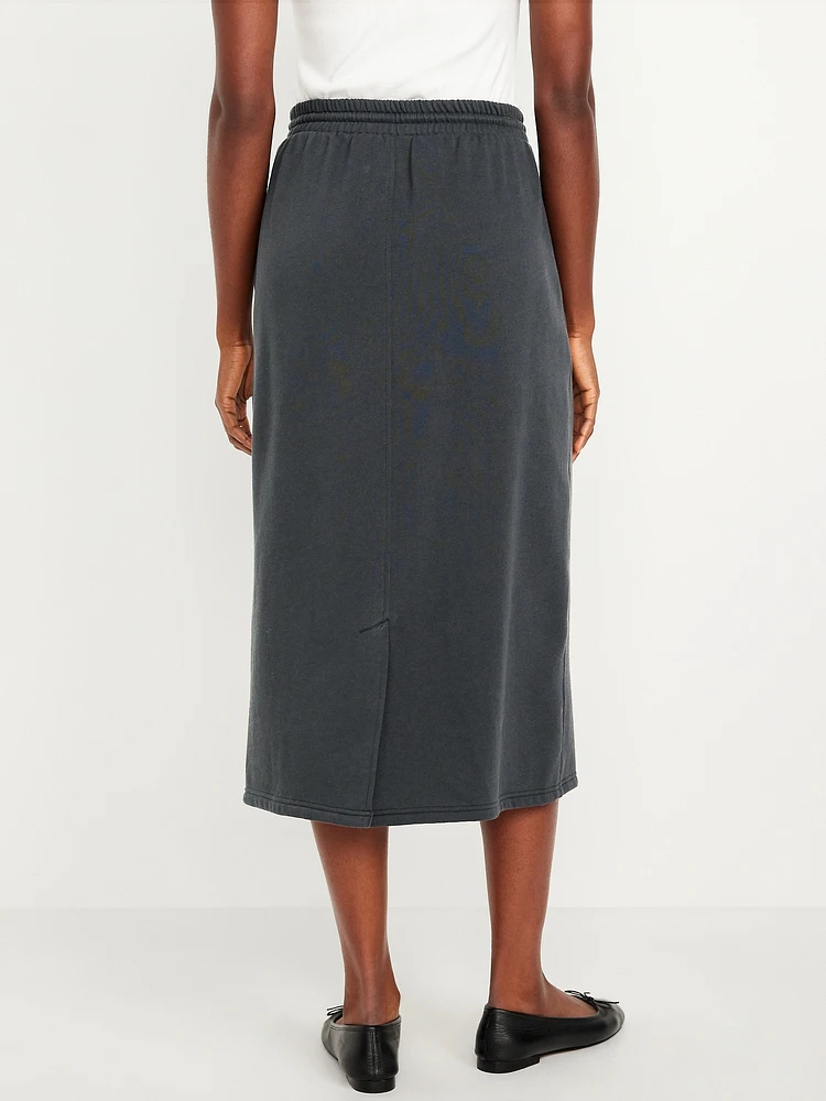 High-Waisted Fleece Midi Skirt