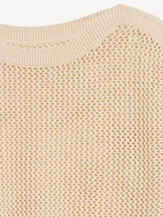 Boat-Neck Open-Stitch Sweater