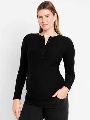 Maternity Long-Sleeve Henley T-Shirt