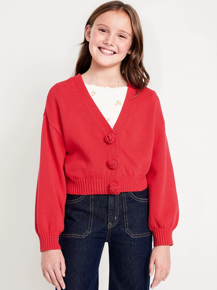 Button-Front Cardigan Sweater for Girls