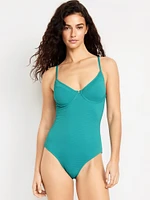 Textured One-Piece Balconette Swimsuit