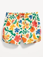 Printed Double-Weave Dolphin-Hem Shorts for Toddler Girls