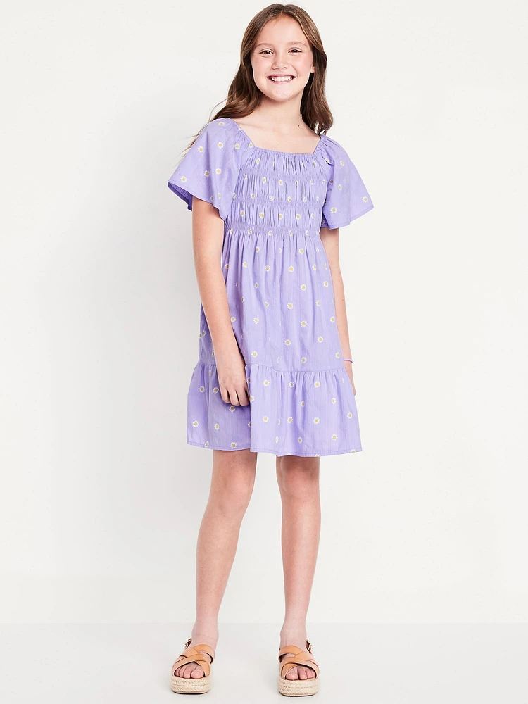 Flutter-Sleeve Fit and Flare Dress for Girls