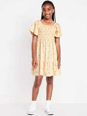 Flutter-Sleeve Fit and Flare Dress for Girls