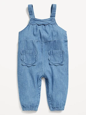 Scallop-Trim Overalls for Baby