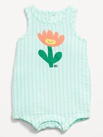 Printed Sleeveless Graphic One-Piece Romper for Baby