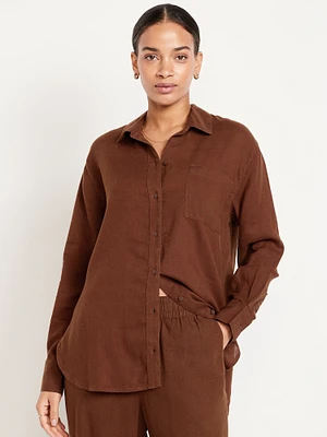 Button-Down Linen-Blend Shirt