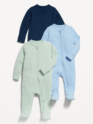 Sleep & Play 2-Way-Zip Footed One-Piece 3-Pack for Baby