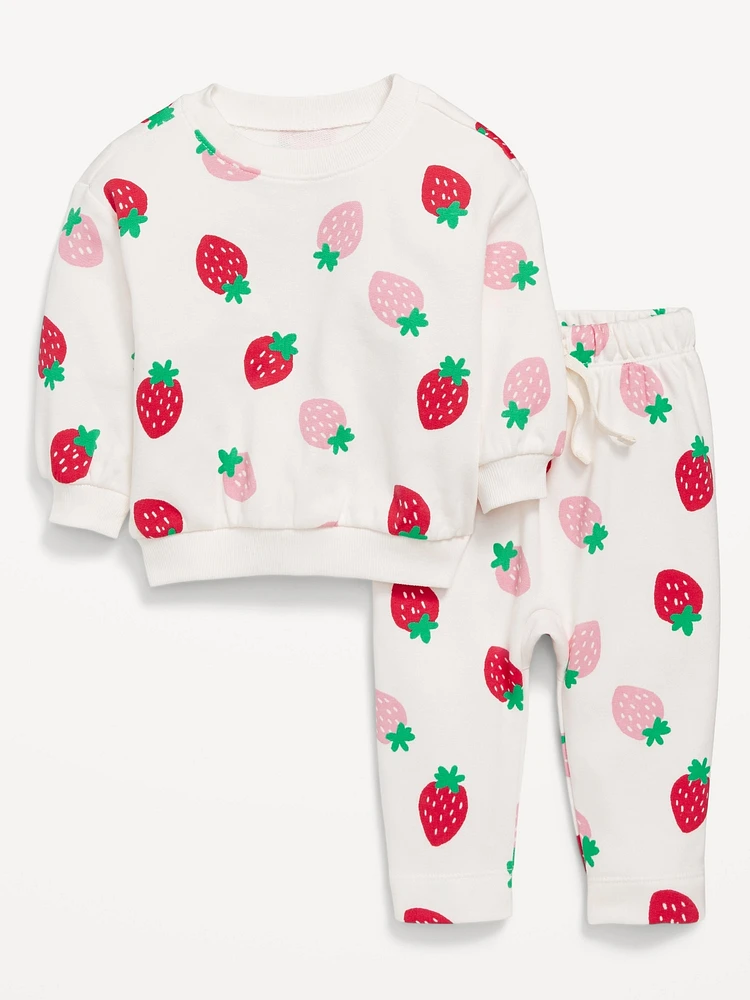 Printed French Terry Sweatshirt and Leggings Set for Baby