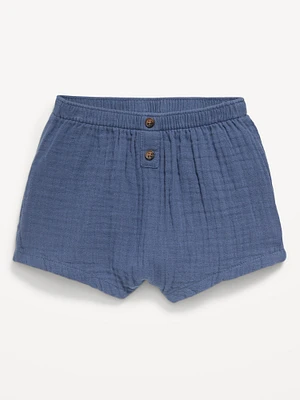 Double-Weave Button-Front Shorts for Baby