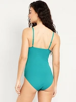 Textured One-Piece Balconette Swimsuit