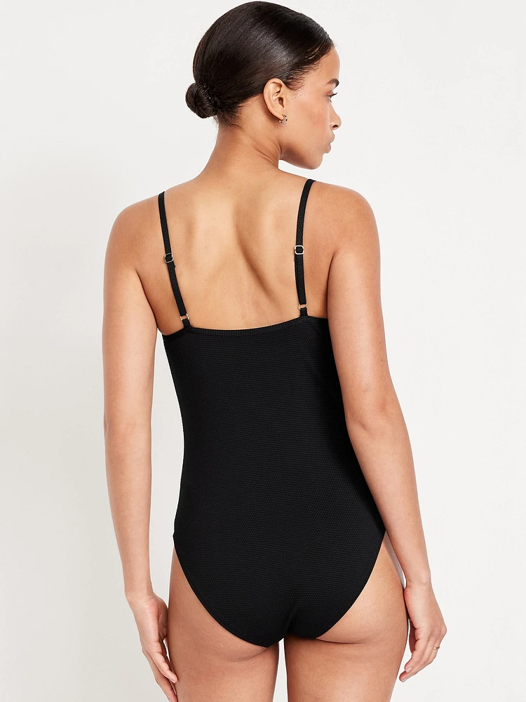 Textured One-Piece Balconette Swimsuit