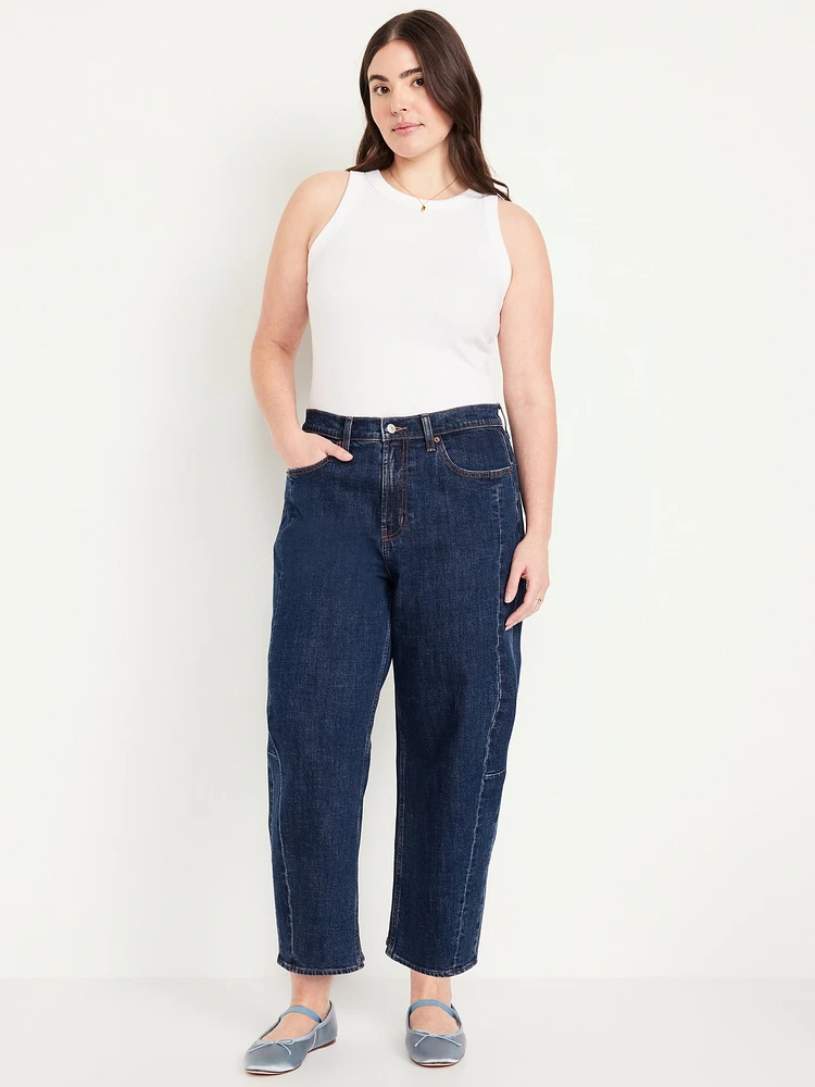 High-Waisted Barrel Ankle Jeans